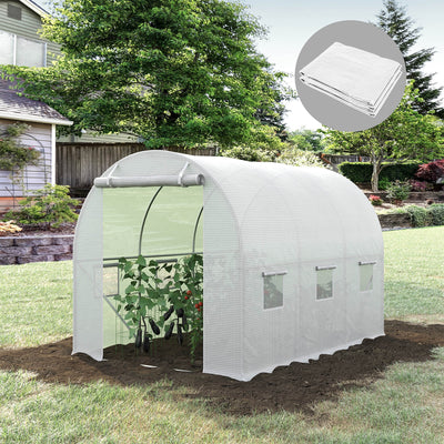 Outsunny 3 x 2 x 2m Greenhouse Replacement Cover ONLY Winter Garden Plant PE Cover for Tunnel Walk-in Greenhouse with Roll-up Windows Door Outdoor, White 