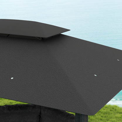 Outsunny 3 x 4m Steel Gazebo, with Curtains - Black 