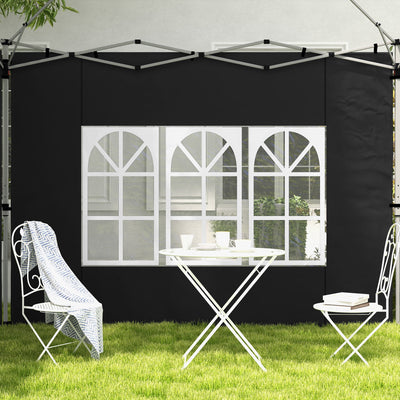 Outsunny Gazebo Side Panels, Sides Replacement with Window for 3x3(m) or 3x4m Pop Up Gazebo, 2 Pack, Black 