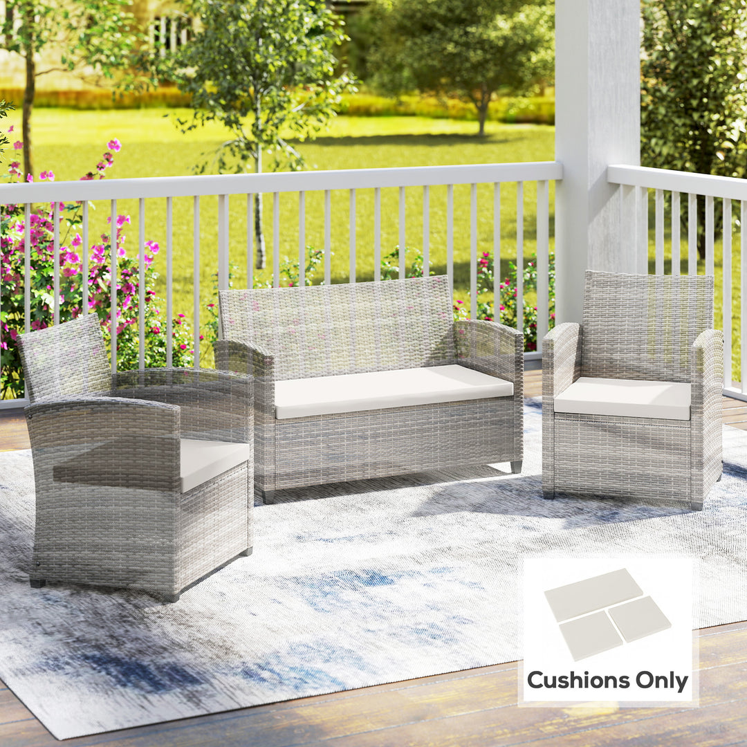 Outsunny Outdoor Seat Cushion Pads for Rattan Furniture, 3 PCs Garden Furniture Cushions, Cream White 