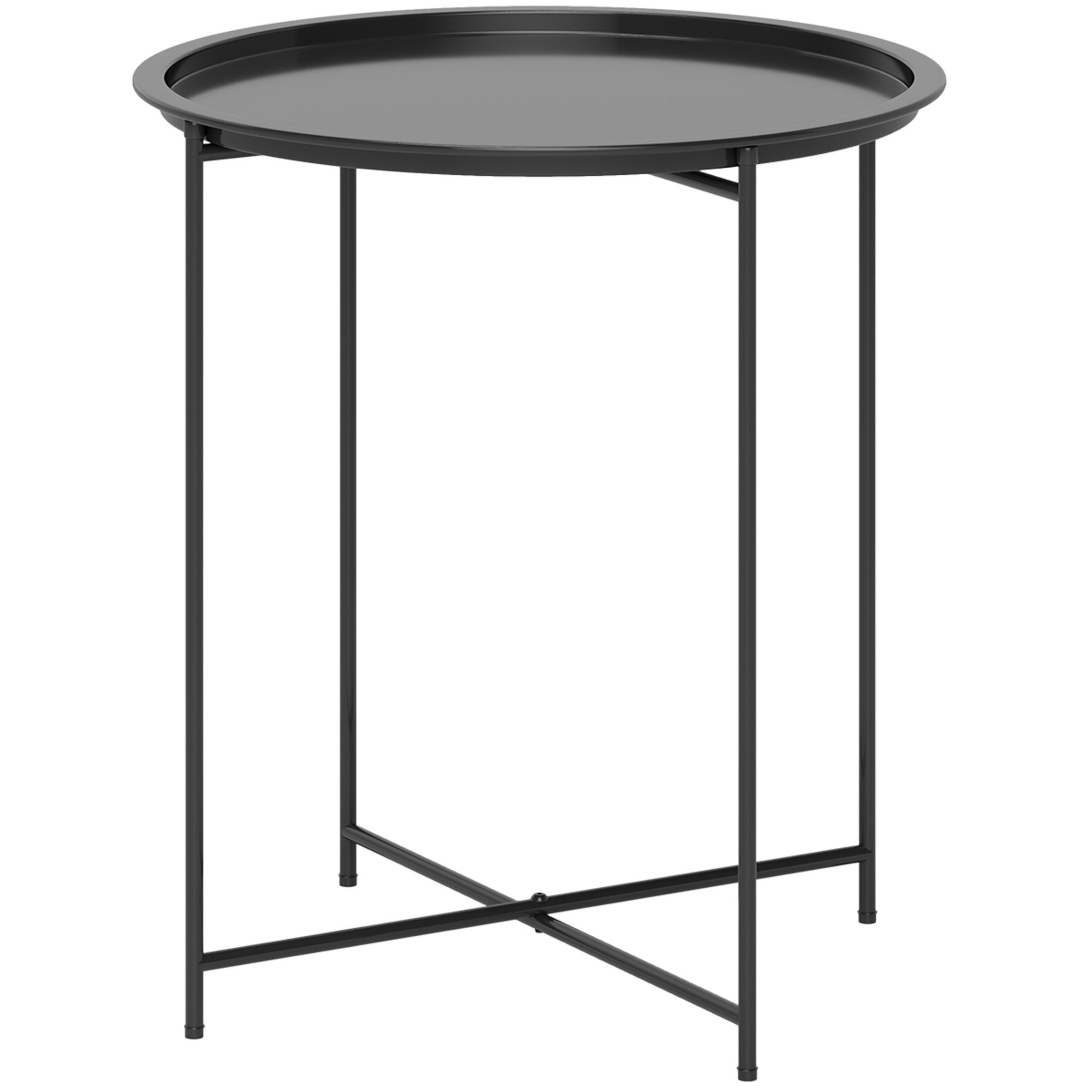 Outsunny Steel Removable Tray Top Garden Table - Black 