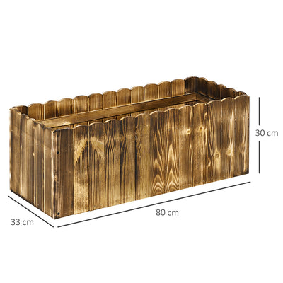 Outsunny 70L Raised Garden Bed, Wooden Rectangle Planter Box, Outdoor Herb Vegetable Flower Pot (80L x 33W x 30H cm) 