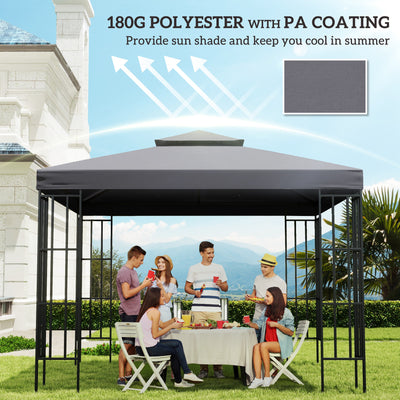 Outsunny 3(m) Gazebo Top Cover Double Tier Canopy Replacement Pavilion Roof Deep Grey 
