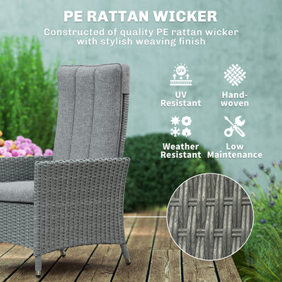 Outsunny 105°-150° Reclining Rattan Chair - Light Grey 
