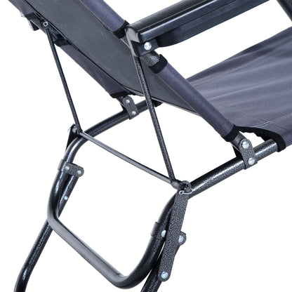 Outsunny 2 in 1 Sun Lounger Folding Reclining Chair Garden Outdoor Camping Adjustable Back with Pillow, Grey 