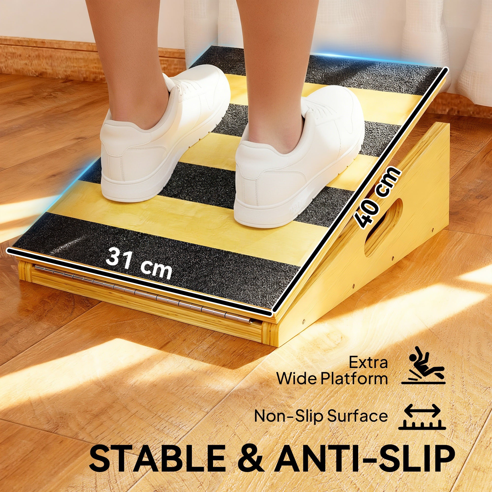 SPORTNOW Portable Slant Board, Adjustable Incline Board Calf Stretcher with Extra Side-Handle Design for Home Gym 