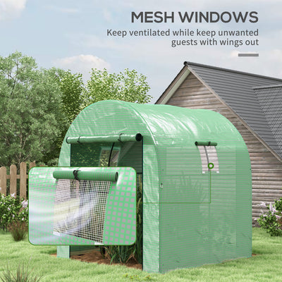 Outsunny 180 x 180cm Walk-In Polytunnel Greenhouse - Green 
