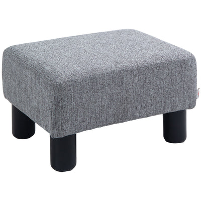 HOMCOM Linen Fabric Footstool Ottoman Cube with 4 Plastic Legs, Grey 