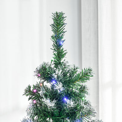 HOMCOM 5FT Tall Prelit Pencil Slim Artificial Christmas Tree with Realistic Branches, 250 Colourful LED Lights and 408 Tips, Xmas Decoration, Green 