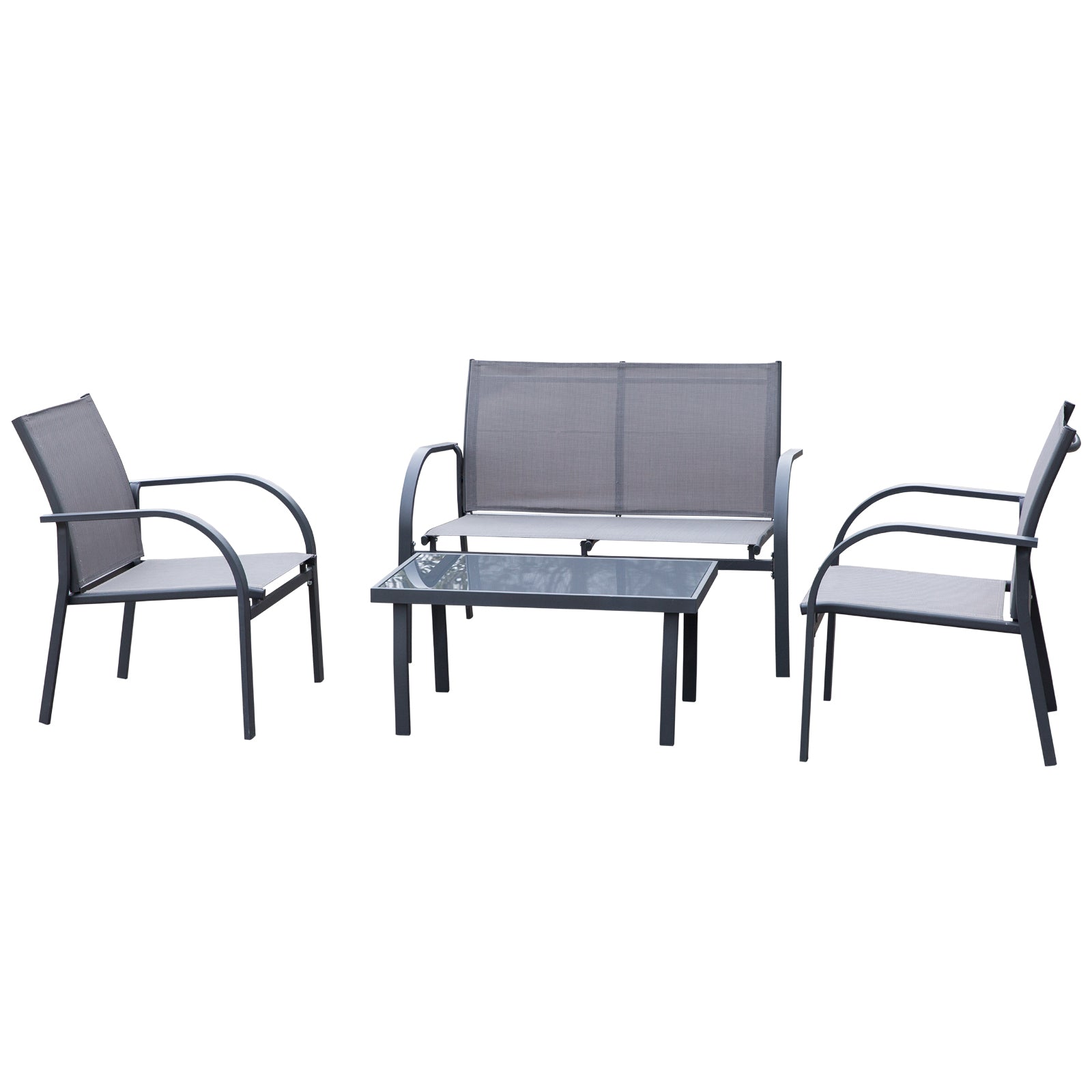 Outsunny Four-Piece Minimal Garden Patio Set - Grey 