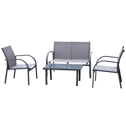 Outsunny Four-Piece Minimal Garden Patio Set - Grey 