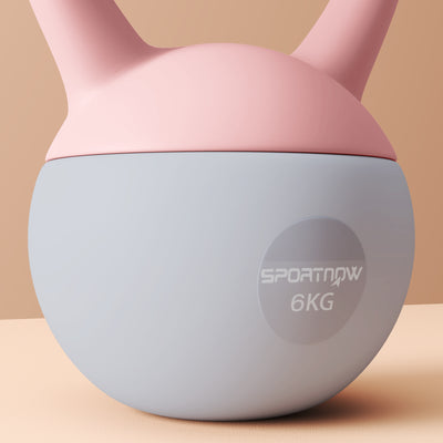 SPORTNOW 6KG Soft Kettlebell, Kettlebell with Non-Slip Handle for Home Gym, Weight Lifting, Strength Training, Pink/Grey 