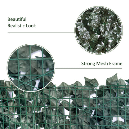 Outsunny 1-Piece Artificial Leaf Hedge Screen Privacy Fence Panel for Garden Outdoor Indoor Decor, Dark Green, 2.4M x 1M 