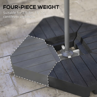 Outsunny Umbrella Weights for Cantilever Parasols, Set of 4 Heavy Duty Parasol Base Weights, 80kg Sand or 60kg Water Filled, Black 