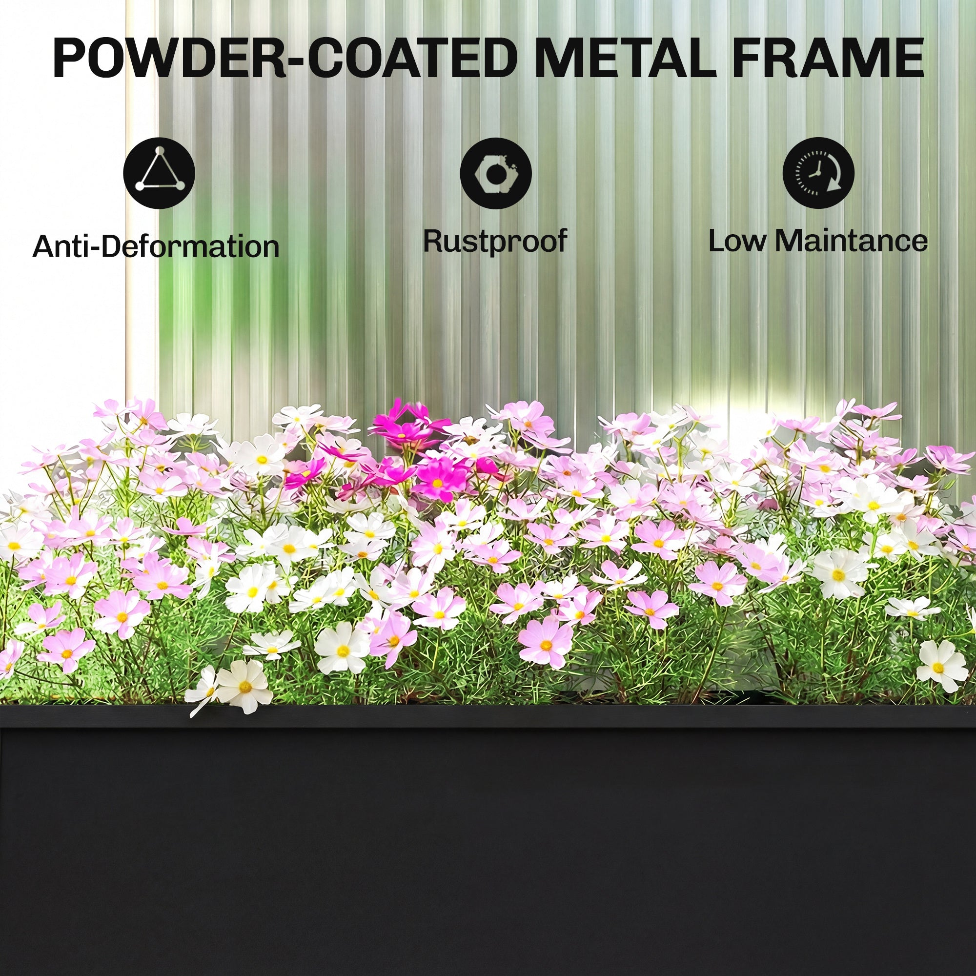 Outsunny Raised Planter, Metal Raised Garden Bed on Legs with Drainage Hole and Foot Covers, Black 