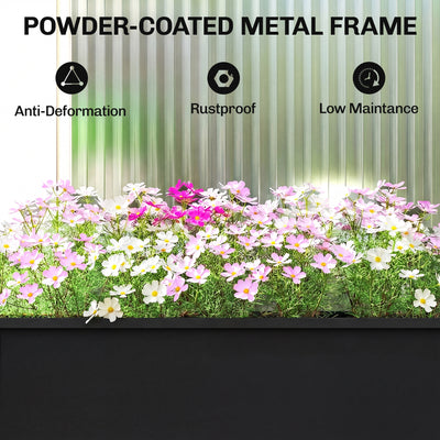 Outsunny Raised Planter, Metal Raised Garden Bed on Legs with Drainage Hole and Foot Covers, Black 