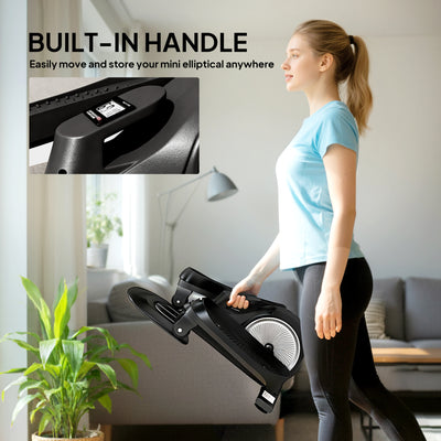 SPORTNOW Under Desk Elliptical Machine with LCD Monitor, 8 Adjustable Magnetic Resistances for 2-in-1 Seat & Stand Up Exercise 