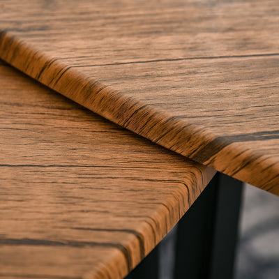 HOMCOM Nest of Tables, Coffee Table Set of 3, Triangle Nesting Tables with Metal Legs, Industrial End Side Table for Living Room, Walnut Wood Grain 