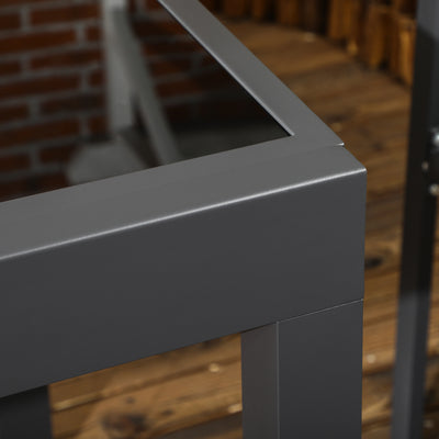Outsunny Extending Garden Table, Outdoor Dining Table with Aluminium Frame and Tempered Glass Tabletop, 80/160 x 80 x 75 cm, Black 