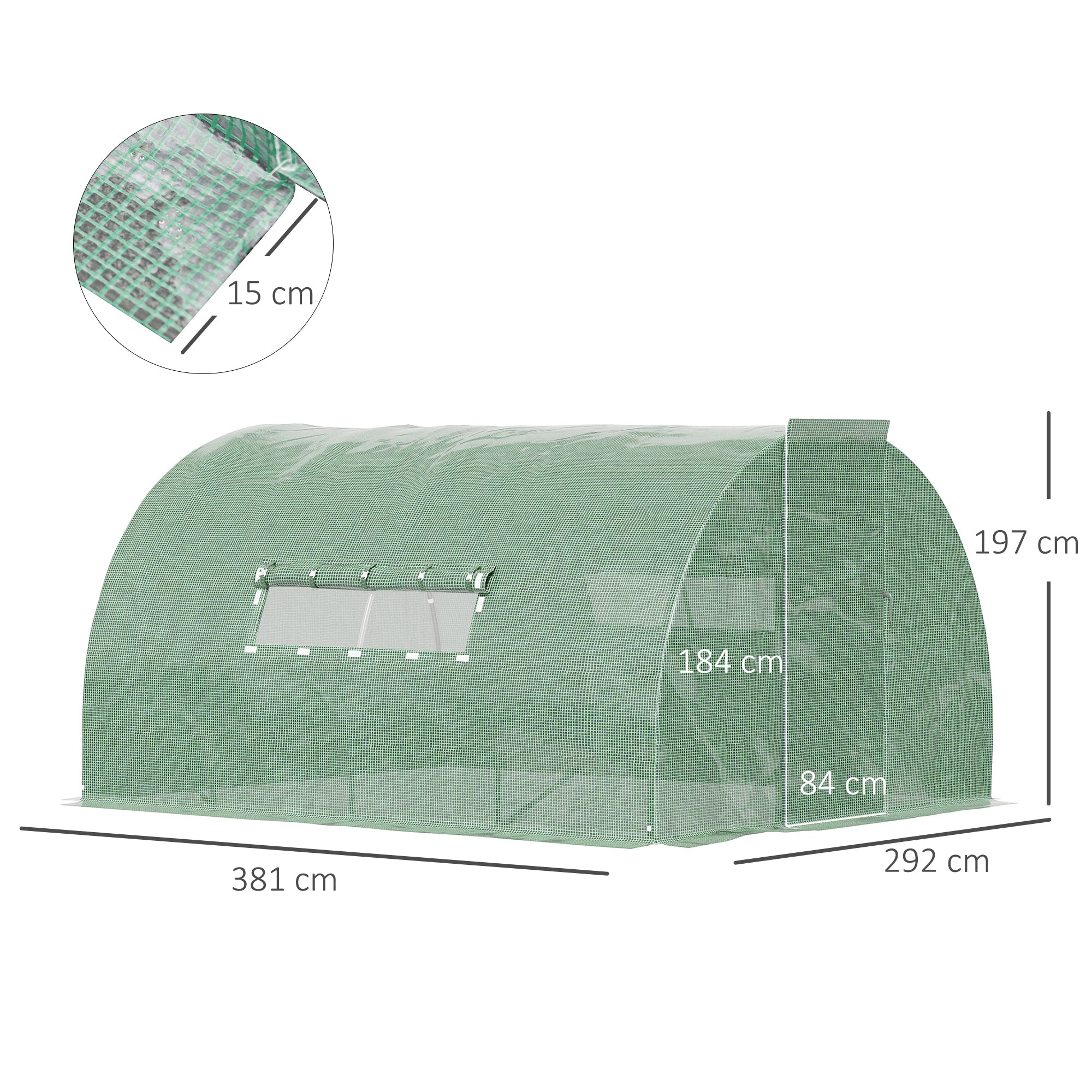 Outsunny Reinforced Walk in Polytunnel Greenhouse, 4x3x2 m 