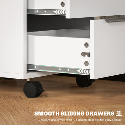 HOMCOM Three-Drawer Locking Filing Cabinet - White 