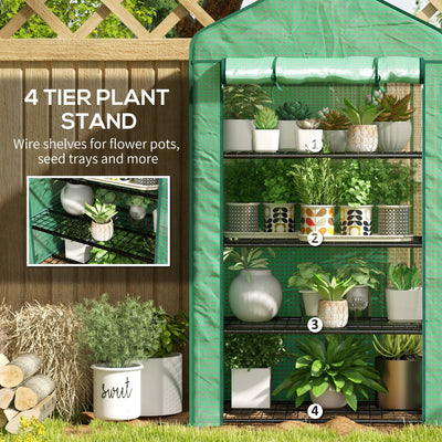 Outsunny Four-Tier Mini Greenhouse, with Reinforced Plastic Cover 