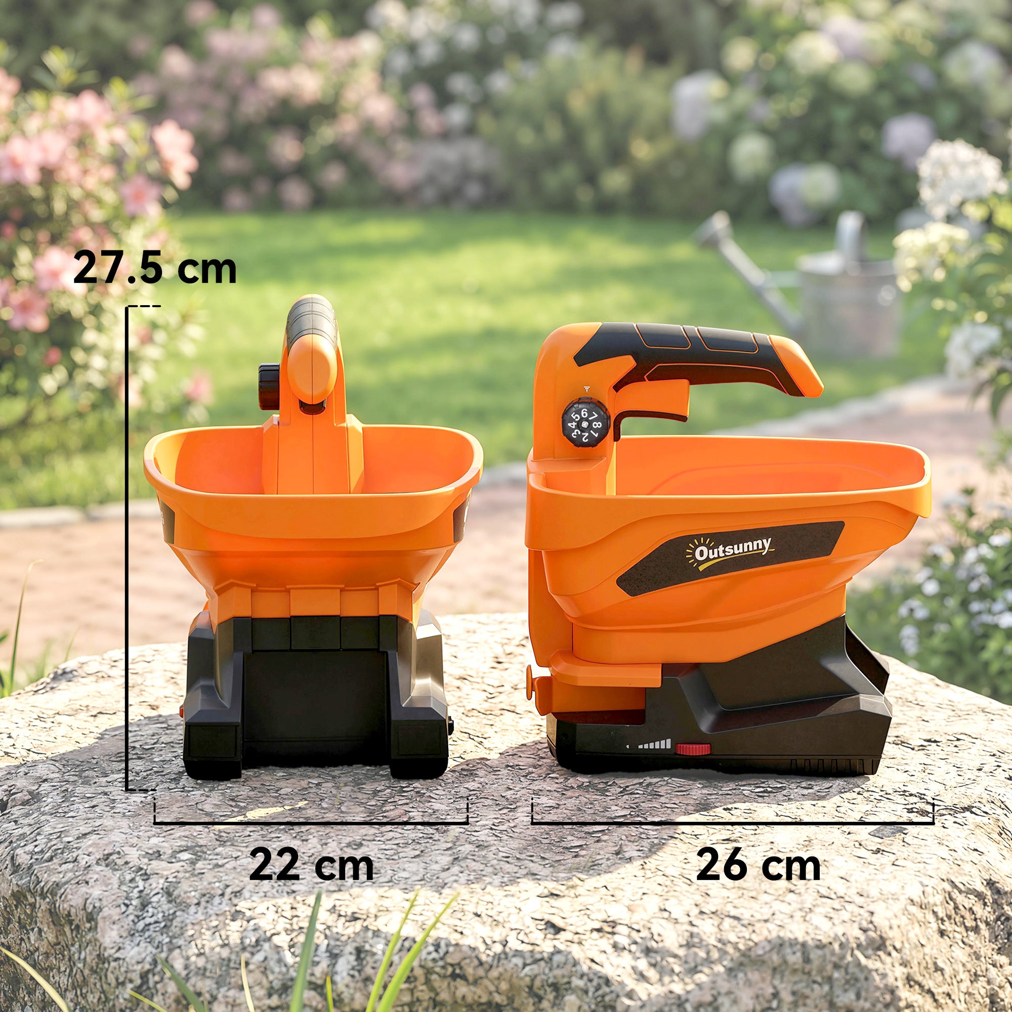 Outsunny Cordless Spreader, 3.3L Handheld Seed Spreader with Adjustable Scatter Width, Adjustable Flow, USB Charging Cable 