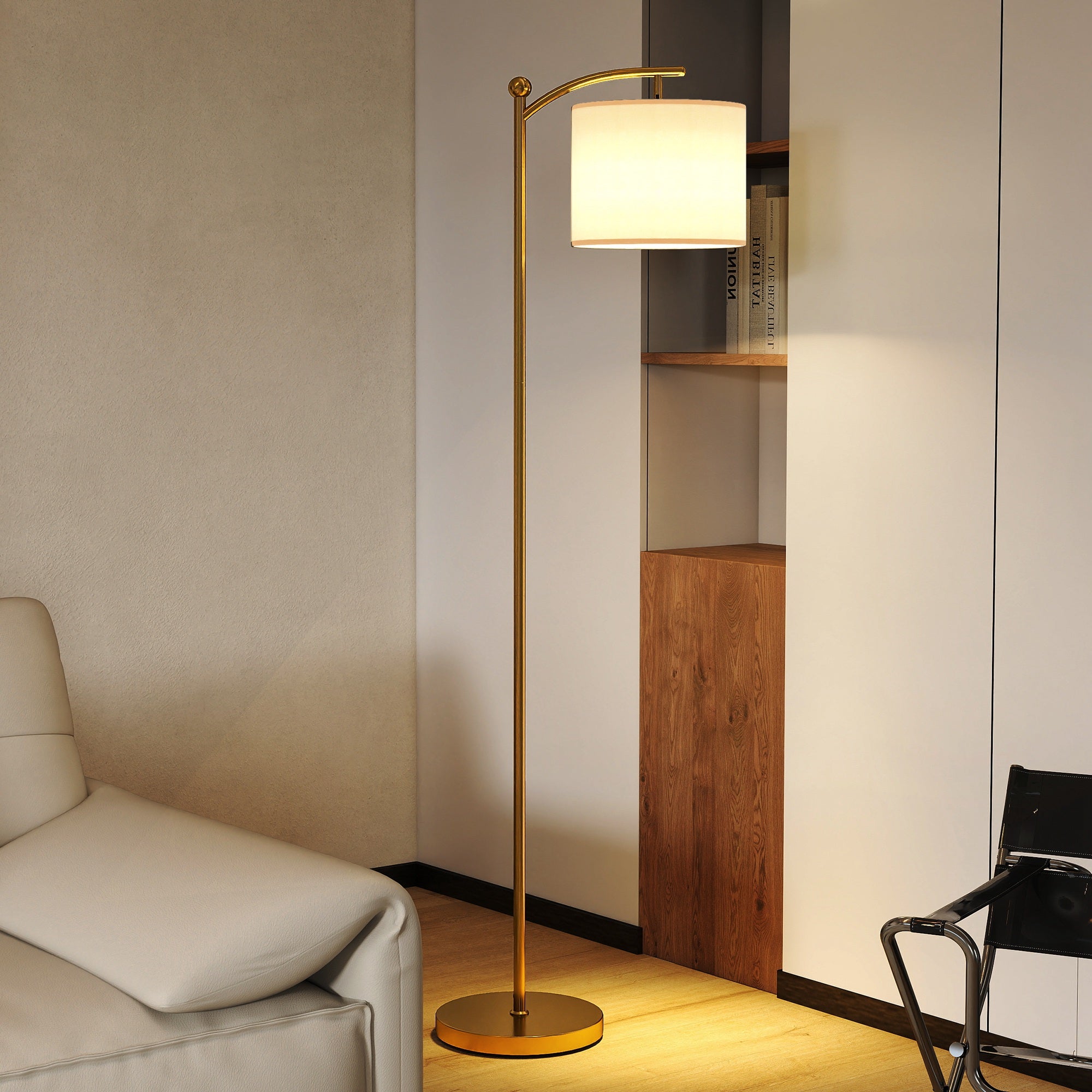 HOMCOM LED Floor Lamp with Remote Control - Gold Tone 