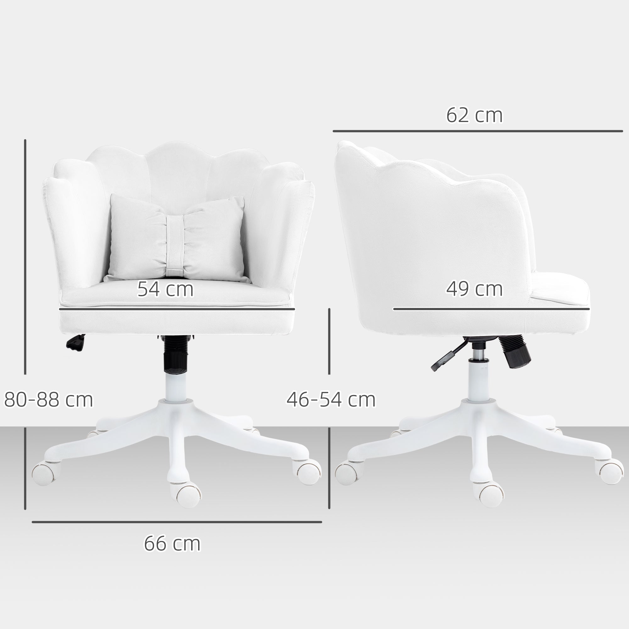HOMCOM Velvet-Feel Petal Back Office Chair - White 