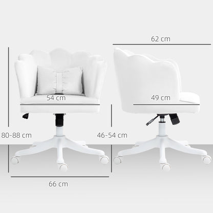 HOMCOM Velvet-Feel Petal Back Office Chair - White 