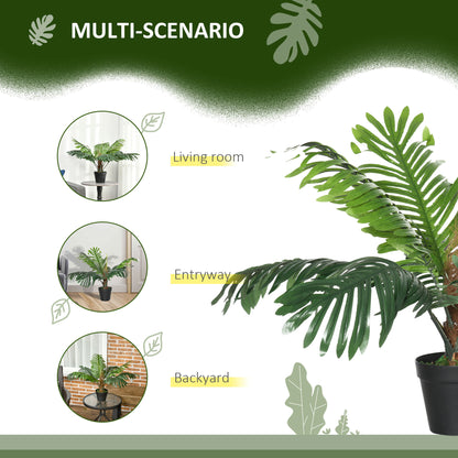 Outsunny 2 Pack 60cm Artificial Palm Tree Decorative Plant with Nursery Pot, Fake Tropical Tree for Indoor Outdoor D\'c3\'a9cor