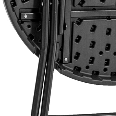 Outsunny Foldable Round Garden Table for 4, Outdoor Dining Table with HDPE Tabletop and Steel Frame, 80 x 80 x 73 cm, Dark Grey 