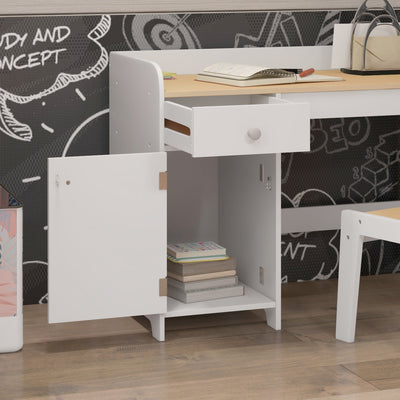 ZONEKIZ Kids Desk and Chair Set for 3-6 Years with Storage Drawer, Study Table and Chair for Children - White 
