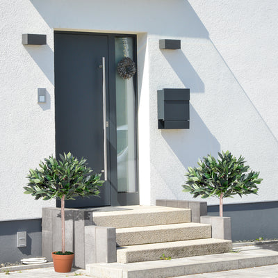 Outsunny 3ft Artificial Olive Tree Indoor Plant Greenery for Home Office Potted in An Orange Pot Set of 2 