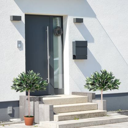 Outsunny 3ft Artificial Olive Tree Indoor Plant Greenery for Home Office Potted in An Orange Pot Set of 2 