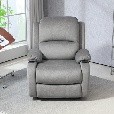 HOMCOM Microfibre Manual Reclining Armchair, with Footrest - Grey 
