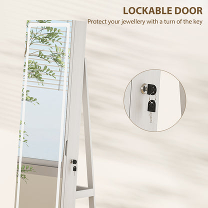 HOMCOM Storage Jewellery Cabinet, with Mirror and Lights - White