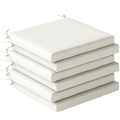 Outsunny Set of 6 Outdoor Seat Cushions with Machine Washable Cover, Water Repellent Seat Cushions Cream White 