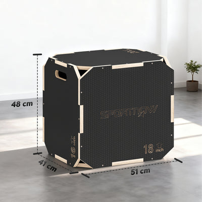 SPORTNOW Non-Slip Plyo Box, Corner-free Wooden Jump Box, 41 x 51 x 48 cm 