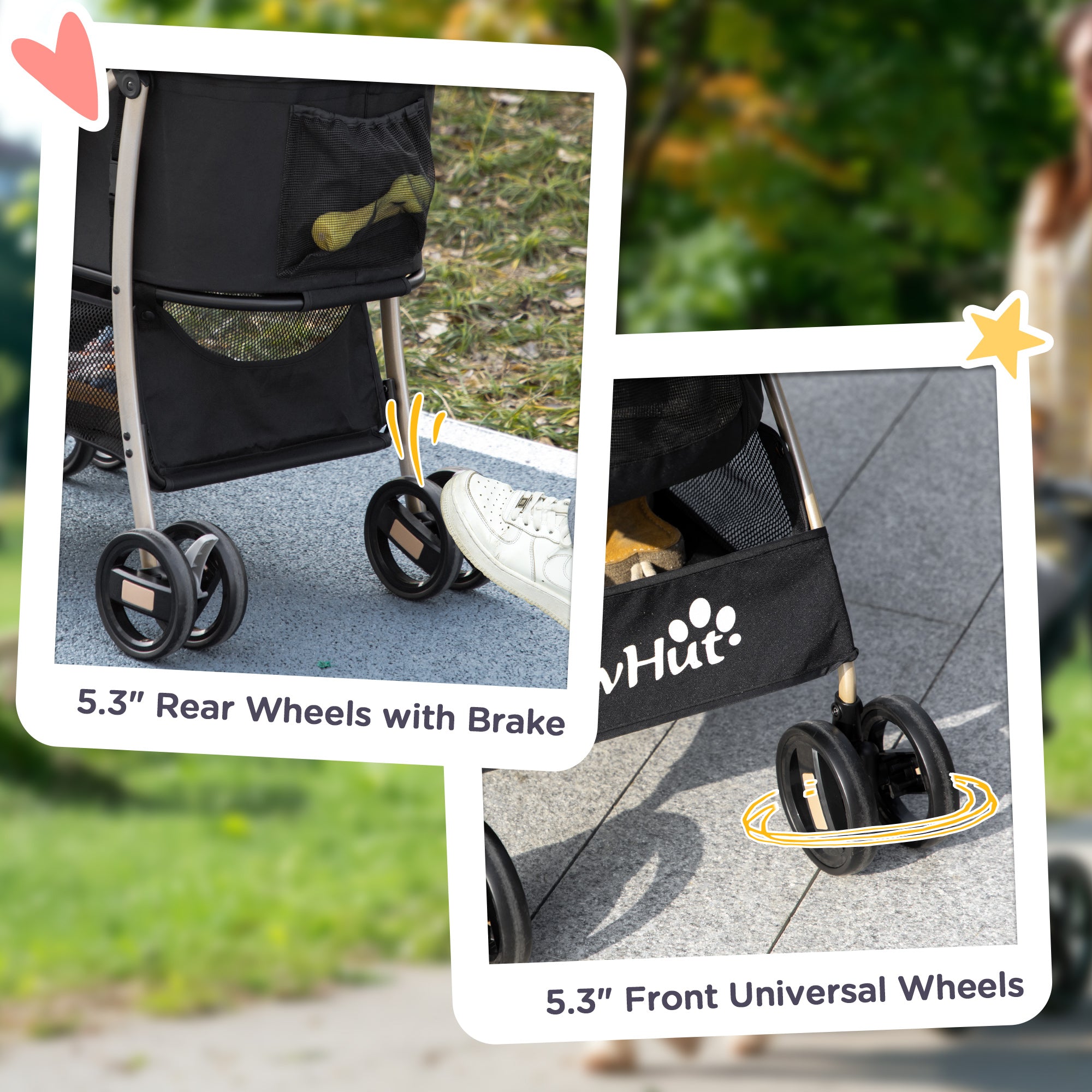 PawHut 3 In 1 Detachable Pet Stroller, for Extra Small and Small Dogs - Black 
