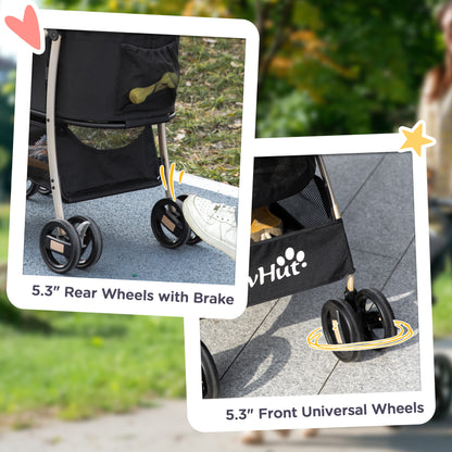PawHut 3 In 1 Detachable Pet Stroller, for Extra Small and Small Dogs - Black 