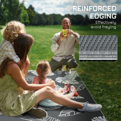 Outsunny Plastic Straw Reversible RV Outdoor Rug with Carry Bag, 182 x 274cm, Grey and White 