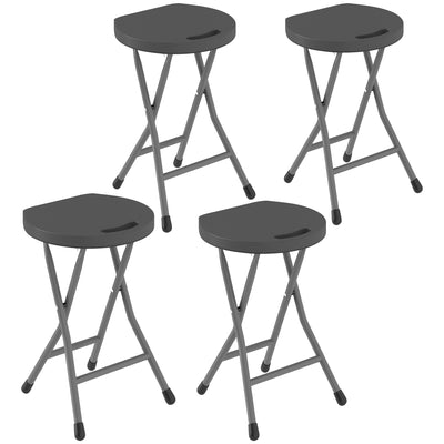 Outsunny Set of Four Folding Carry Stools - Charcoal Grey 