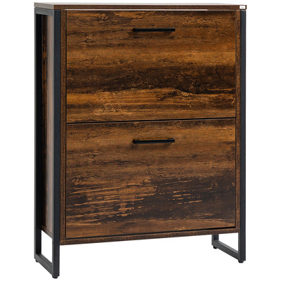 HOMCOM 12-Shoe, Two-Door Storage Cabinet - Wood-Effect 