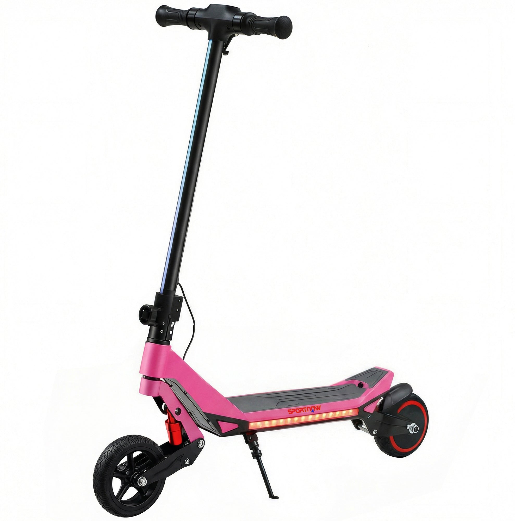SPORTNOW Electric Scooter for Kids, Foldable E Scooter for Age Age 6+ with LED Display, RGB lights, Up to 16km/h, Pink 