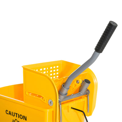 HOMCOM 20L Mop Bucket on Wheels, with Water Separation Panel - Yellow 