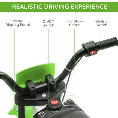 HOMCOM 12V Kids Electric Motorcycle Ride-On, with Training Wheels, for Ages 3-6 Years - Green 