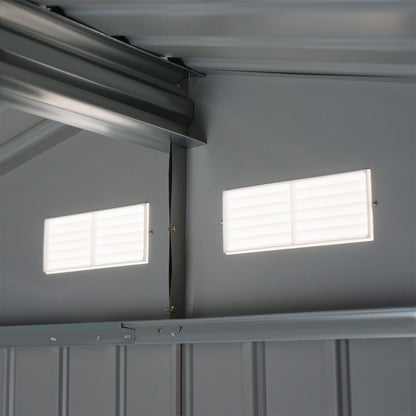 Outsunny 9 x 6ft Metal Garden Shed, Outdoor Storage Tool House with Ventilation Slots, Foundation Kit and Lockable Double Doors, Green 