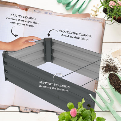 Outsunny 60 x 240cm Galvanised Steel Planter, with Open Bottom 