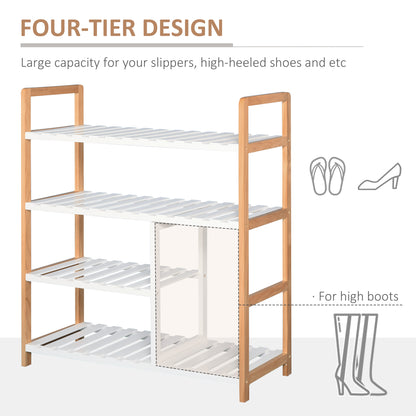 HOMCOM 4 Tier Shoe Racks Storage Stand Shelf Organizer Wood Frame 78 x 68 x 26 cm Hallway Furniture 